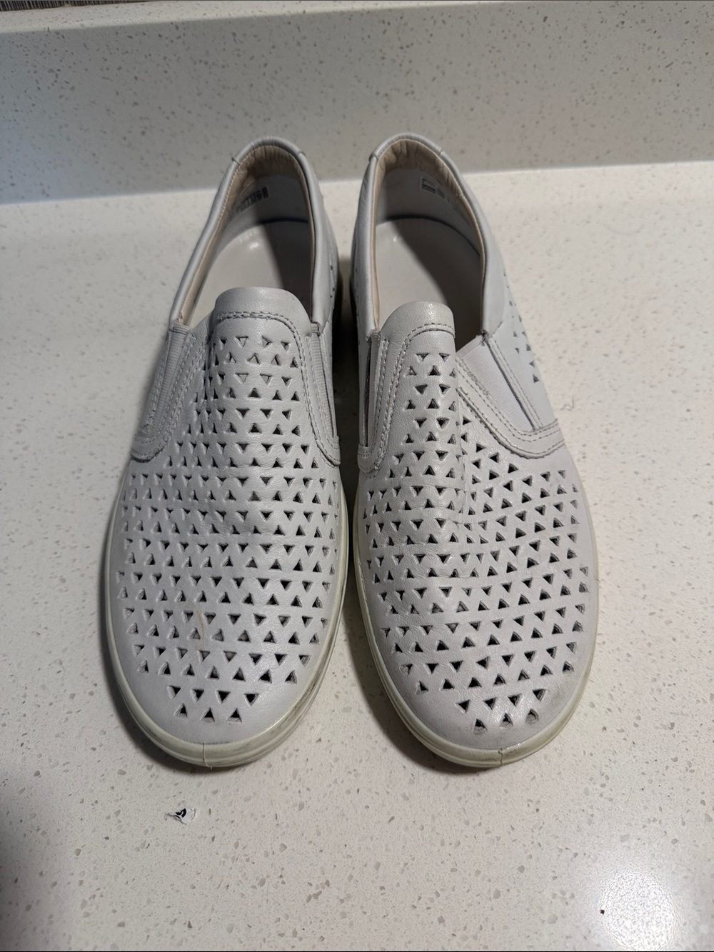 Ecco White Perforated Slip-On Loafers for Women